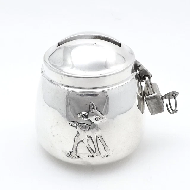 WALT DISNEY PRODUCTION 835 Silver Bambi Coin Bank Key Lock Lutz n Weiss