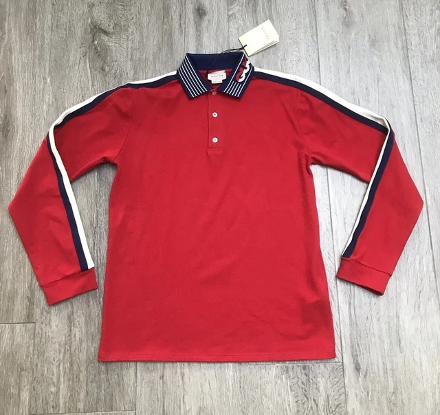 Polo Rossa GUCCI bambini ragazzi ragazzi a maniche lunghe età 12 anni nuova con etichette prezzo disponibile £201 4
