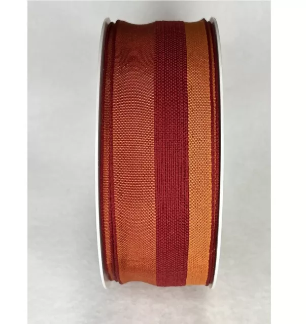 Band Streifen 35mm x 20m orange rot, mit Drahtkante, Polyester / Acetat