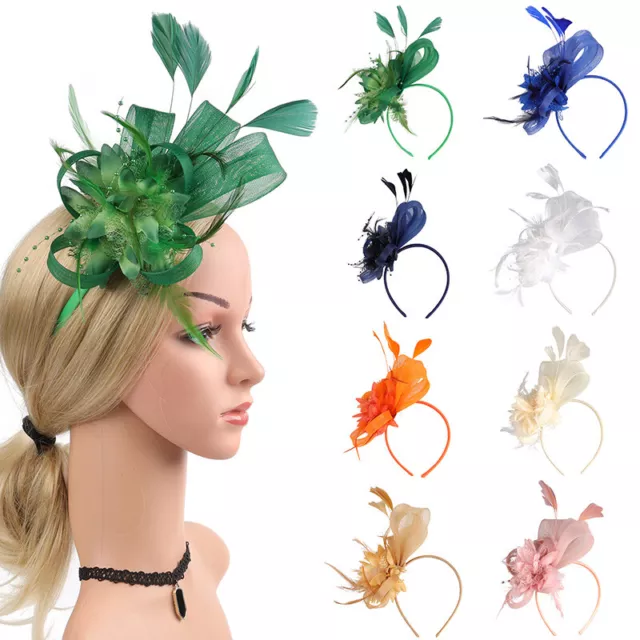 Large Aliceband Feather Fascinator Headband Ladies Day Weddings Royal Ascot☆