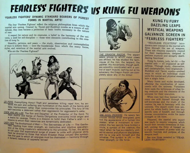 Fearless Fighters 1970s ad brochure  Kung Fu movie! 2