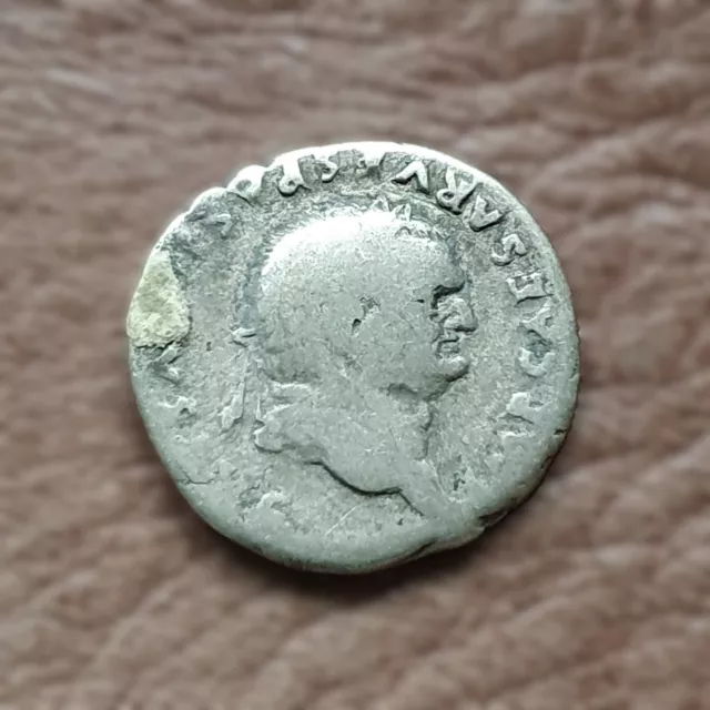 69-79 AD Vespasian AR Denarius TR POT X COS VIIII; Victory 18mm 3g RIC 1068