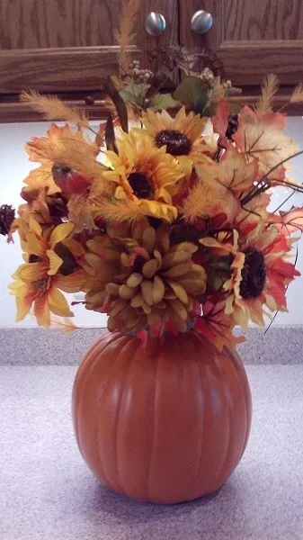 SALE - Fall Pumpkin Silk Floral Arrangement Centerpiece