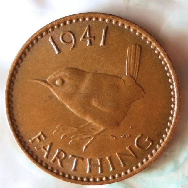 1941 Grande-Bretagne Farthing - Excellent Pièce de Monnaie Farthing Poubelle #2
