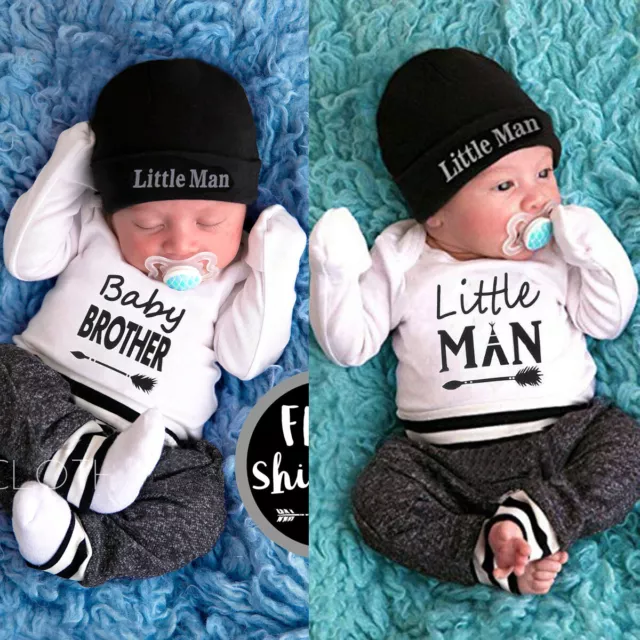 New Infant Newborn Baby Boy Romper+Pants Outfit Clothes Bodysuit Playsuit 2