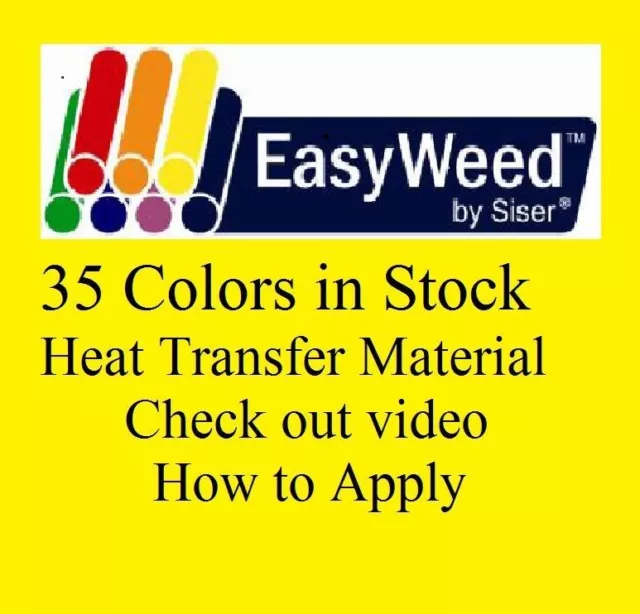 Heat Transfer Siser Easyweed Vinyl t shirt 15" x  9 Feet  35 colors in stock