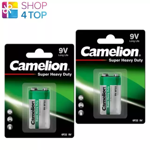 2 Camelion 9V batteries 6F22 Long Life super heavy duty 450mAh Exp 2024 1BL Neuf