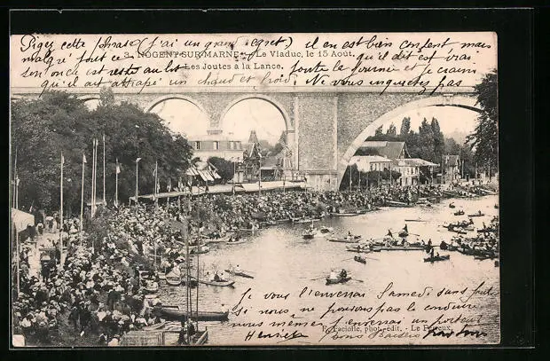 CPA Nogent-sur-Marne, Le Viaduc, August 15, Les Joutes à la Lance 1907