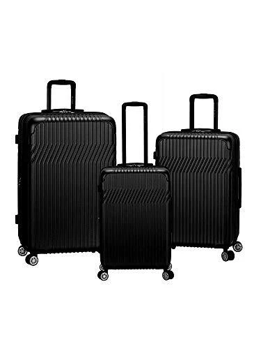 Pista Hardside Spinner Wheel Luggage Set, 3-Piece 3-Piece Set (20/24/28) Black