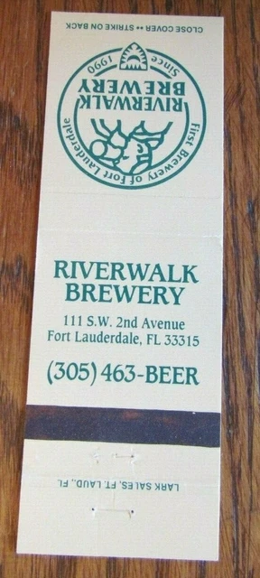 Riverwalk Brewery Brew Pub Matchbook Matchcover (Fort Lauderdale, Florida) -E1 3