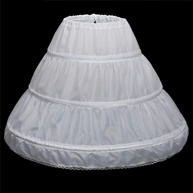 3 Stile Basket 1 Strato Bianco Bambina Vestito Fiore Sottoveste Crinolina