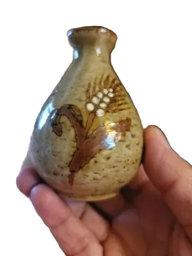 Otagiri Japan Pottery 3" Mini Bud Vase Hand Painted Floral Vintage