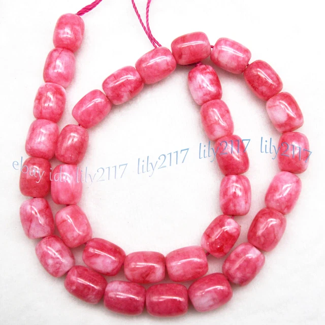 Pink 9x11mm Natural Snowflake Jade Cylinder Barrel Gemstone Loose Beads 15''