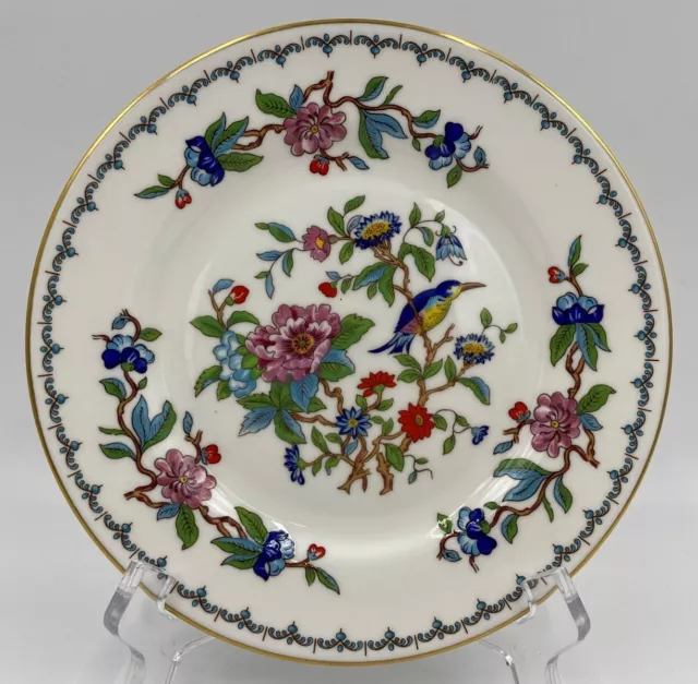 Aynsley Pembroke Bread/Butter Plate Bird Pink Red Blue Flowers Stunning!