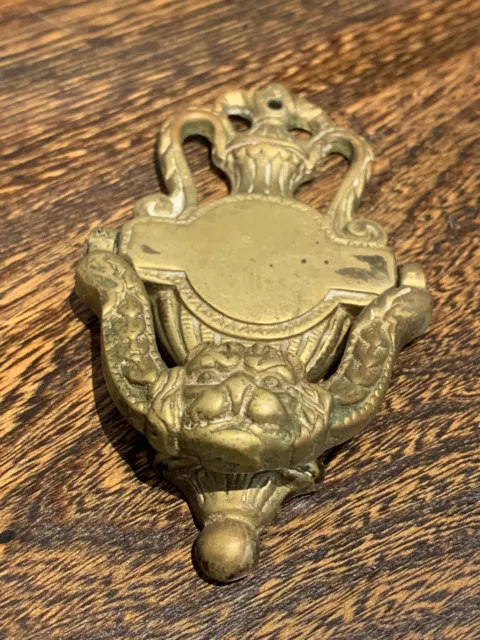 Antique Brass Lion Door Knocker Gothic Style Cottage Core Architectural Salvage