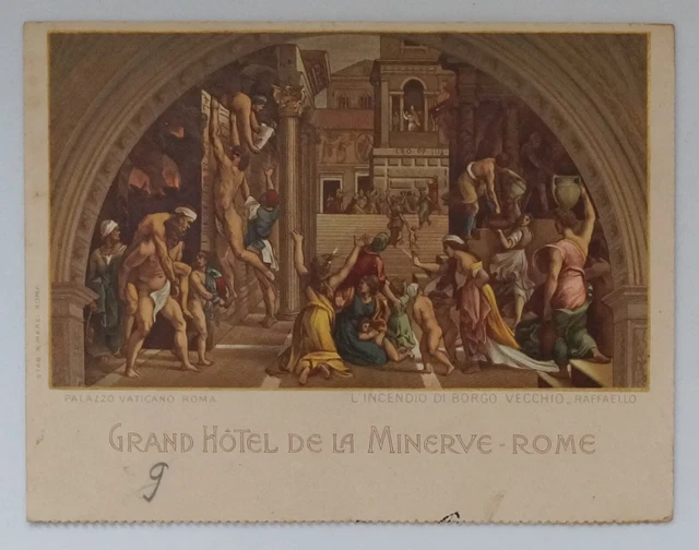 Grand Hotel de la Minerve - Rome Advertising. Raffaello artwork. Italy
