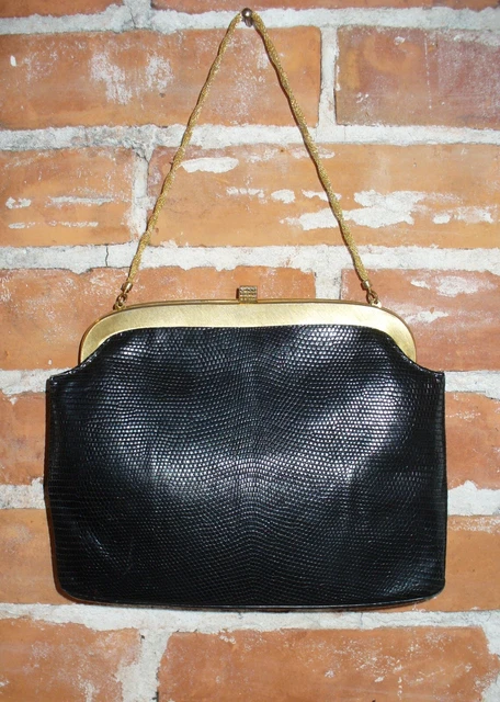Vintage Rosenfeld Black Lizard Skin Handbag