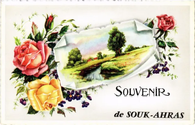 CPA AK ALGERIA Un Bonjour de SOUK-AHRAS Landscape - Flowers (1380298)