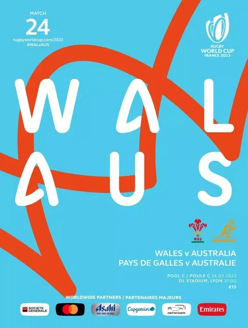 RUGBY WORLD CUP 2023 Wales Vs Australia Match Day Programme 5 00 