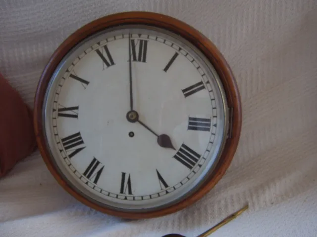 Antique Edwardian  Railway,  Wall Clock Fusee Movement