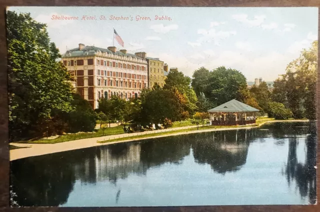 Vintage Shelbourne Hotel & St. Stephens Green DUBLIN Ireland  c1910 Postcard UNP