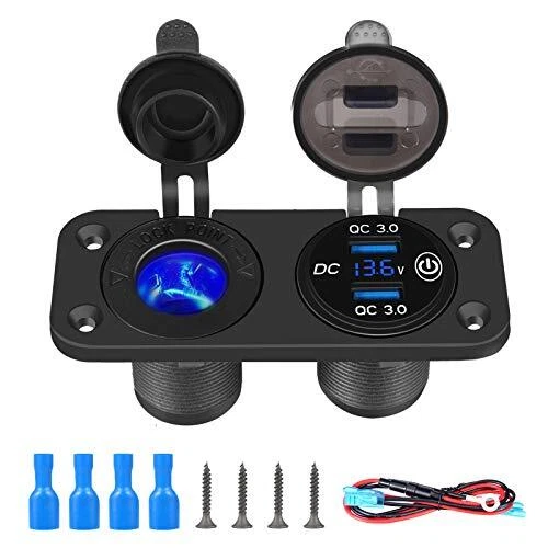 Thlevel QC3.0 USB Chargeur de Voiture 12V/ 24V Prise Allume Cigare avec Inter...