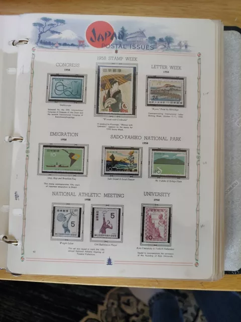 Vtg. White Ace Stamp Album Collection Of Japan 1955 - 1968 Over 300 Mint Stamps