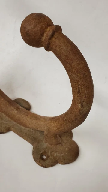 Antique Heavy Large Huge Double Cast Iron Horse Tack Hook 12" X 11" Coat Hook . 3