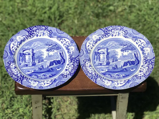 Spode Dinnerware 10.5”  Dinnerplate Set of 2 Blue Italian C. 1816 A3, England