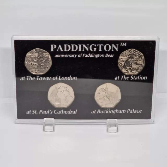 Full Set Of 2018 Paddington Bear UNCIRCULATED Four 50p Coins & Display Stand 👑