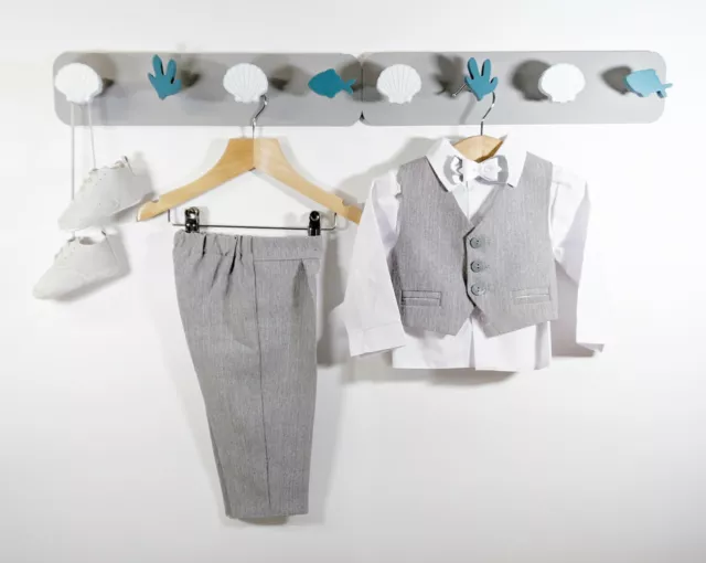Baby Boys Grey Formal Outfit Suit Smart Set Christening Baptism Wedding 0-4yrs