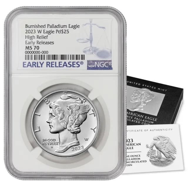 PRE-SALE 2023-W $25 Burnished Palladium Eagle NGC MS70 Early Releases w/ OGP