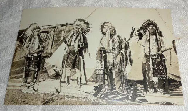 1900s Antique Native American Indian Yakima Camp RPPC Real Photo Postcard