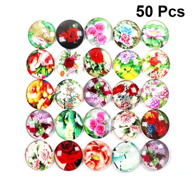 2x Flatback Cabochons Dome Cabochons Glas Snap Charme Schmuck 3
