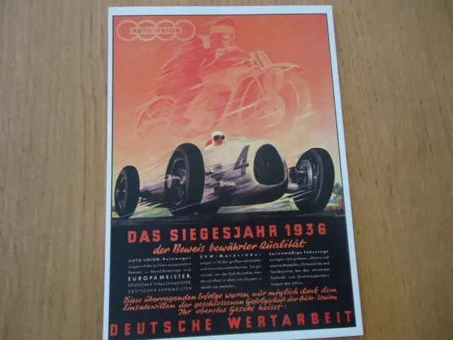 A Encadrer Carte Postale 15X10 P.a.r.c Archiv Siegesjahr 1936 Audi Auto-Union D