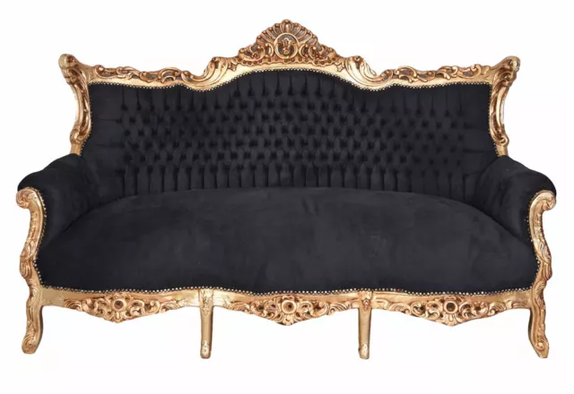 Barocksofa Antik Couch Retro Salon Sofa Schwarz Gold Barock Polstersofa Diwan