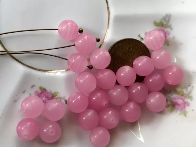 20 Vintage Cherry Brand Pink Beads, 8mm Rose Quartz Beads, Miriam Haskell #B12 3