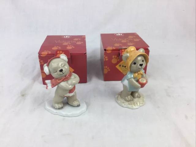 Vintage Bing & Grondahl Figurines Teddy Bear 1997 & 1999 Victoria Boxed