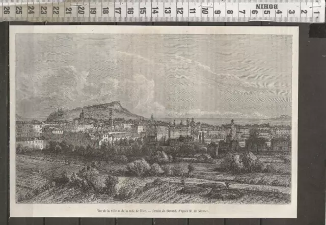 G494 / Gravure /  Vue De La Ville Et De La Rade De Nice