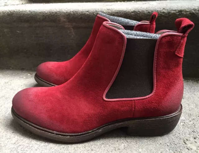 Destockage Bottines Marque Bisou Confiture Cuir Rouge @ T 36 @ Neuf 145€ @ N427