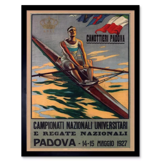 Sport Rowing Canoe Padova Italy Regatta Exhibition Vintage Advert Framed Print