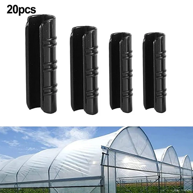 20pcs Greenhouse Clamps Plant Clips Film Row Cover Netting Tunnel Hoop Clip 20mm Garden Buildings Tube Clip Greenhouse Frame Pipe Tube Film Clip Clamp