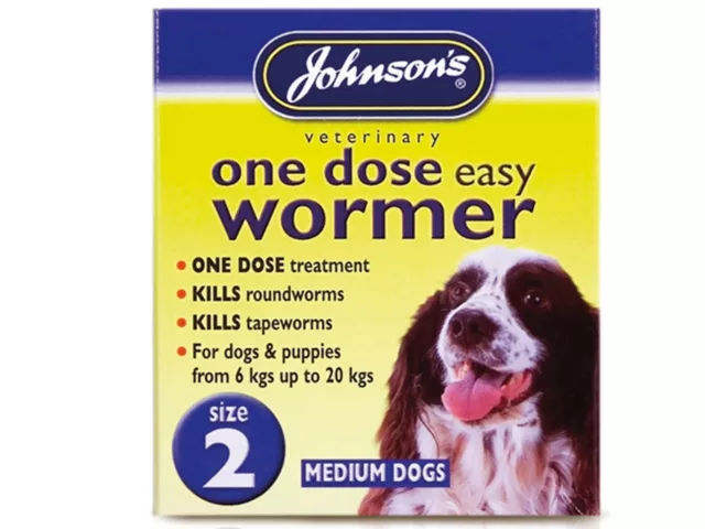 Johnson's One Dose Easy Wormer Size 2 Medium Dog