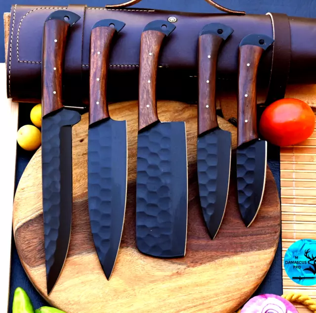 Custom Handmade HAND FORGED CARBON STEEL CHEF KNIFE Set Kitchen Knives-Cutlery