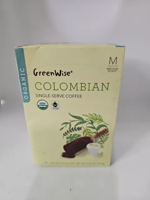 Organic Medium Roast Coffee Colombian 12 K-Cup. EXP.02/25