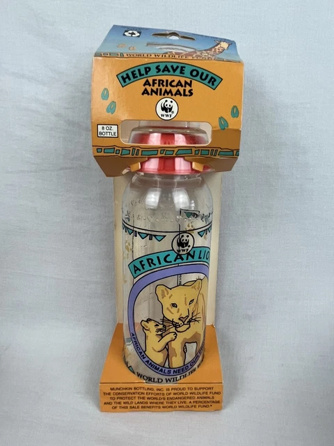 African Lion VTG 1992 Baby Bottle Munchkin Save the Rainforest Wildlife Fund