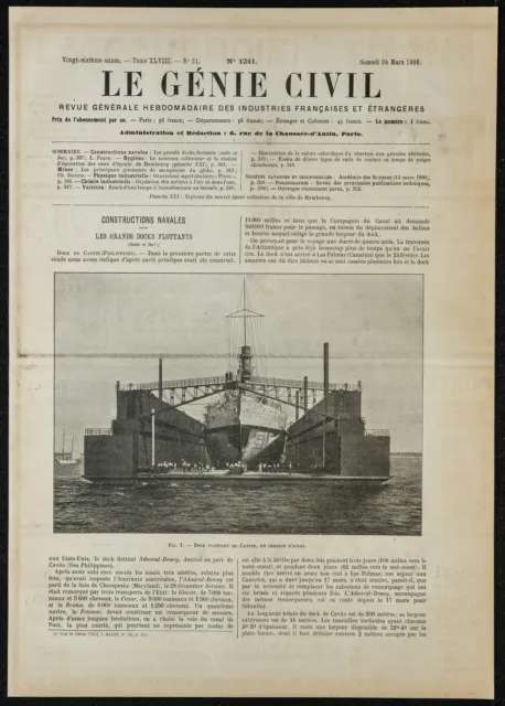 1908 - Dock flottant de Cavite aux Philippines - Première page