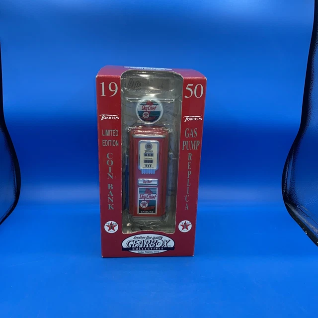 1950 Tokheim Texaco Sky Chief Gas Pump Coin Bank Replica, Gearbox Collectible