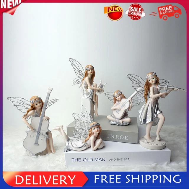 Resin Musical Angel Dolls Figurine Hand Painted Home Decor for Living Room Desk