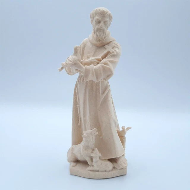 Statua Di San Francesco D Assisi STATUA SAN FRANCESCO di Assisi con lupo legno naturale 10 cm statuetta